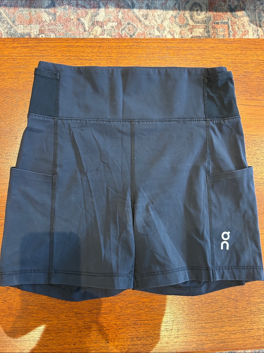 On Running Women's Navy-Black Athletic Shorts with Side Pockets